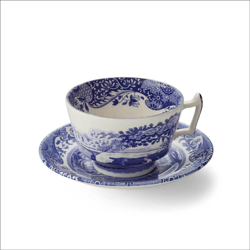 Blaue italienische Tasse mit Untertasse