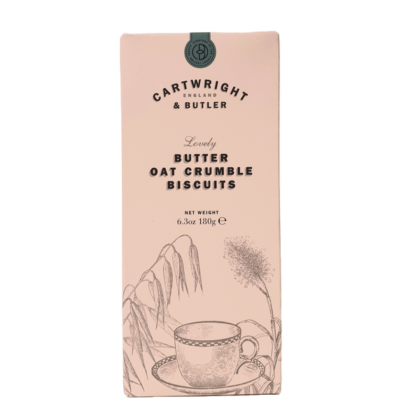 Butter oat crumble biscuits in carton