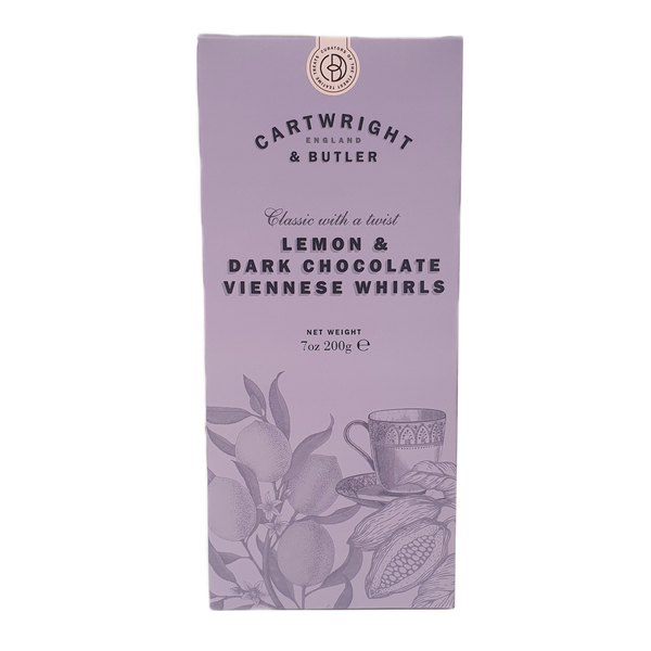 Lemon & Dark Chocolate Viennese Whirls in carton